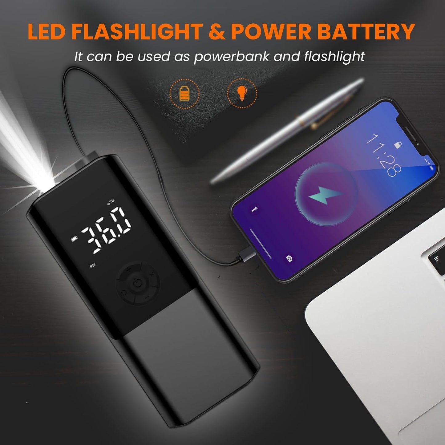 AirCharge™️ – Cordless Pump with Pressure Gauge