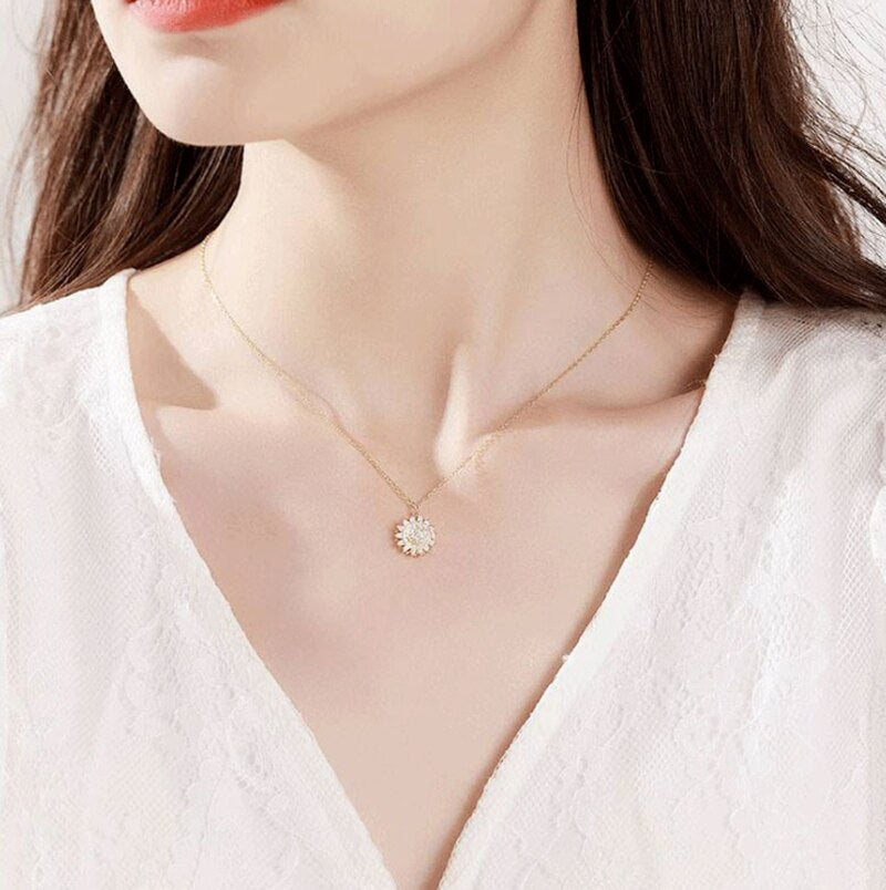 Crystal Sunflower Necklace®️ - 925 Silver