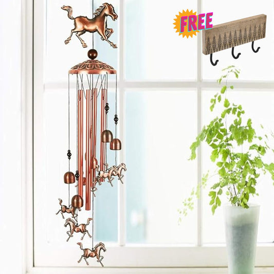 Horse Wind Chime Bell (Free Wood Wall Hook)