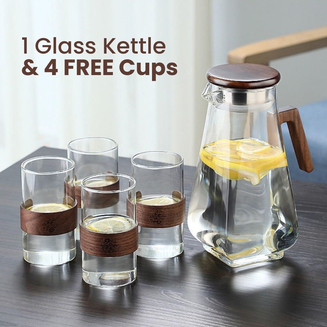 Kettle & Cup Set™️ - Walnut Wood