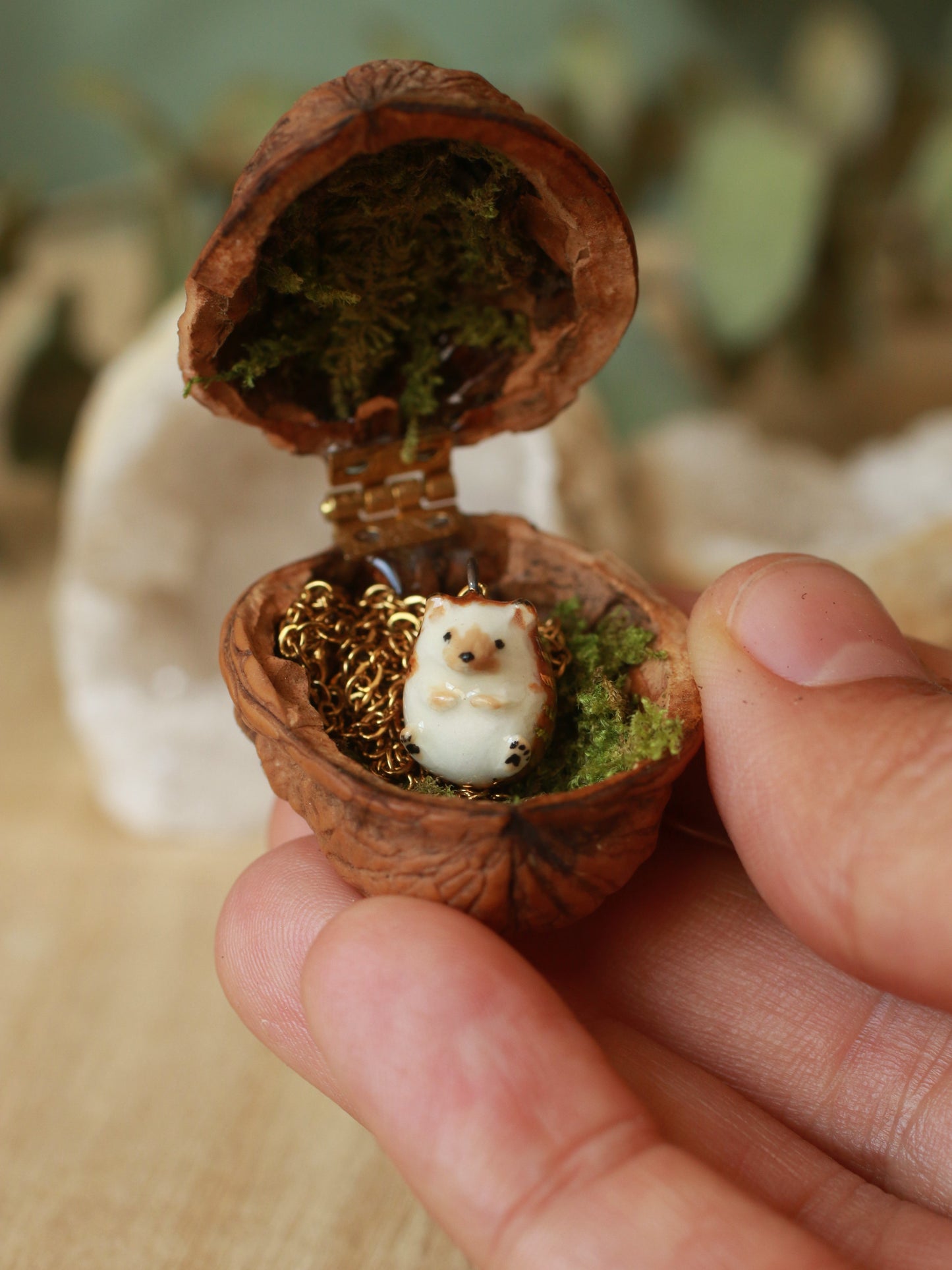 Hedgehog Necklace In A Walnut Box™️