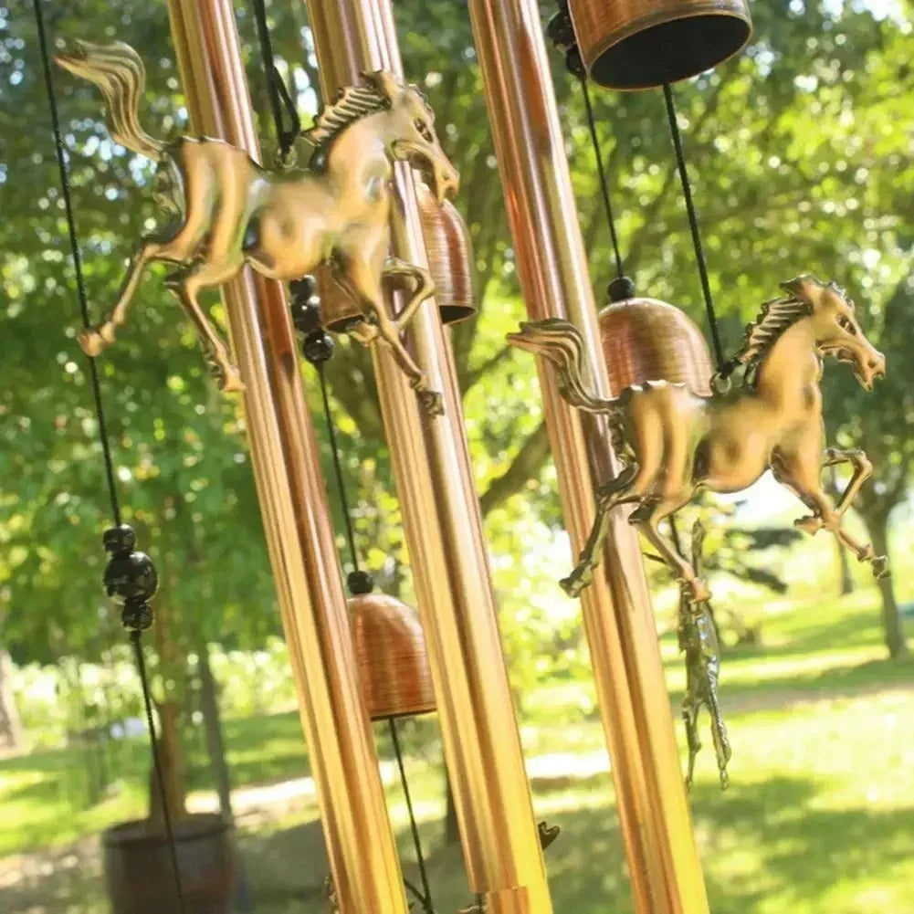 Horse Wind Chime Bell (Free Wood Wall Hook)