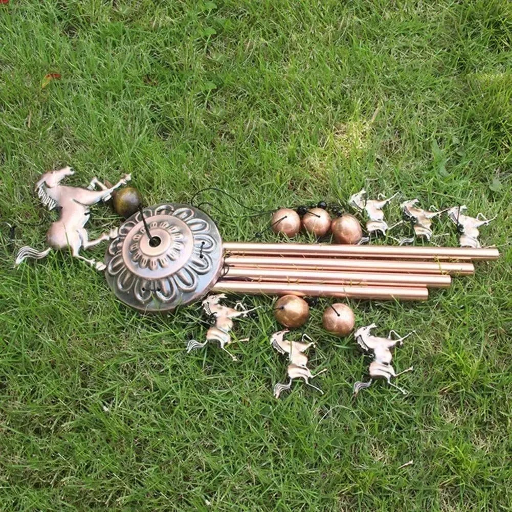 Horse Wind Chime Bell (Free Wood Wall Hook)
