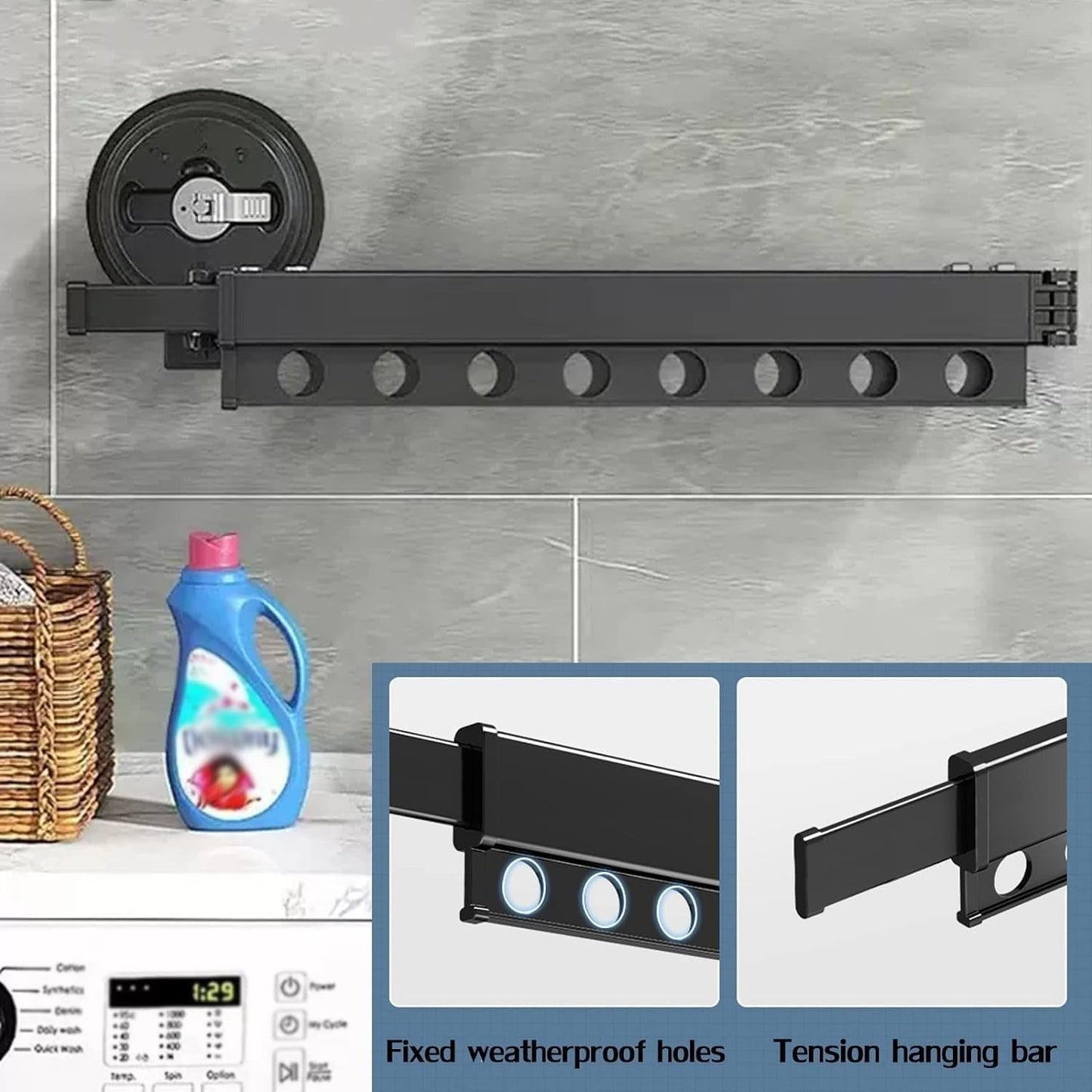 SlideDry™️ – Retractable Wall Clothes Rack